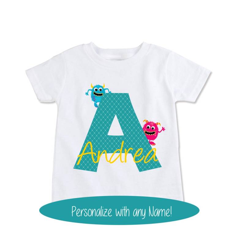 Eigene Kinder Zu Nennen, Monster Monogramm Initial Hemd, Personalisierte Kleinkind, Spaß Babybody Little Applikation Aussehen | Ex-191 von ElegantByDesignCo