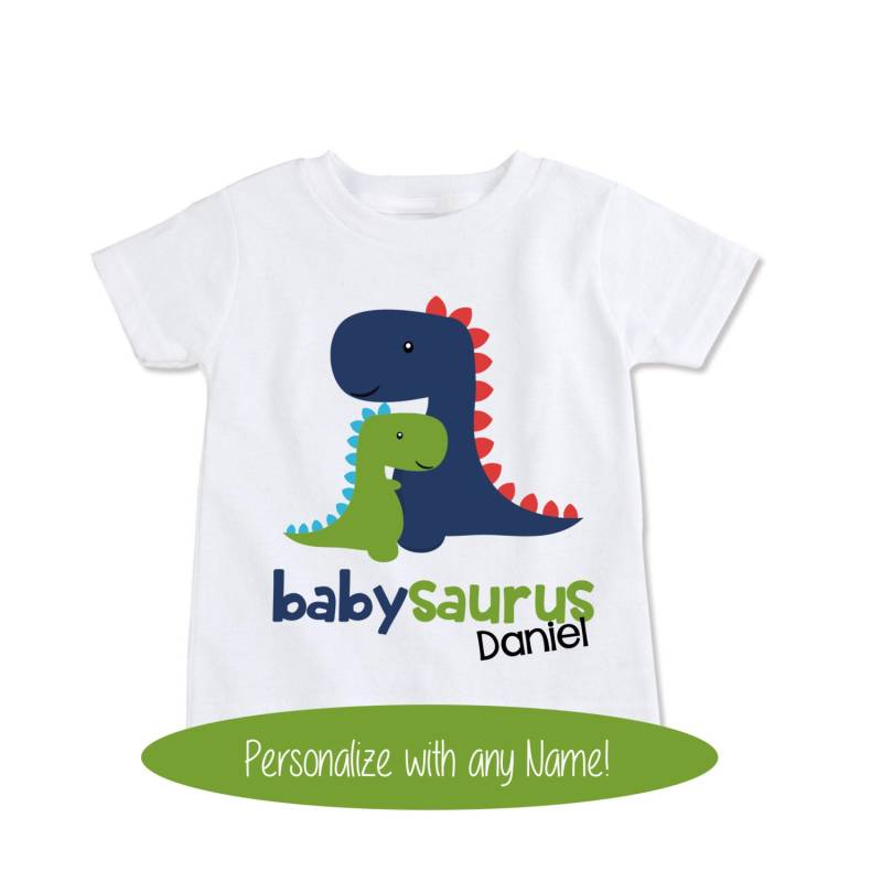 Infant Babysaurus Dinosaurier T Rex Kleinkind Jungen Benutzerdefinierte Namen Personalisierte Kinder Shirt Neues Baby Bodysuit Geschenk Enkel von ElegantByDesignCo