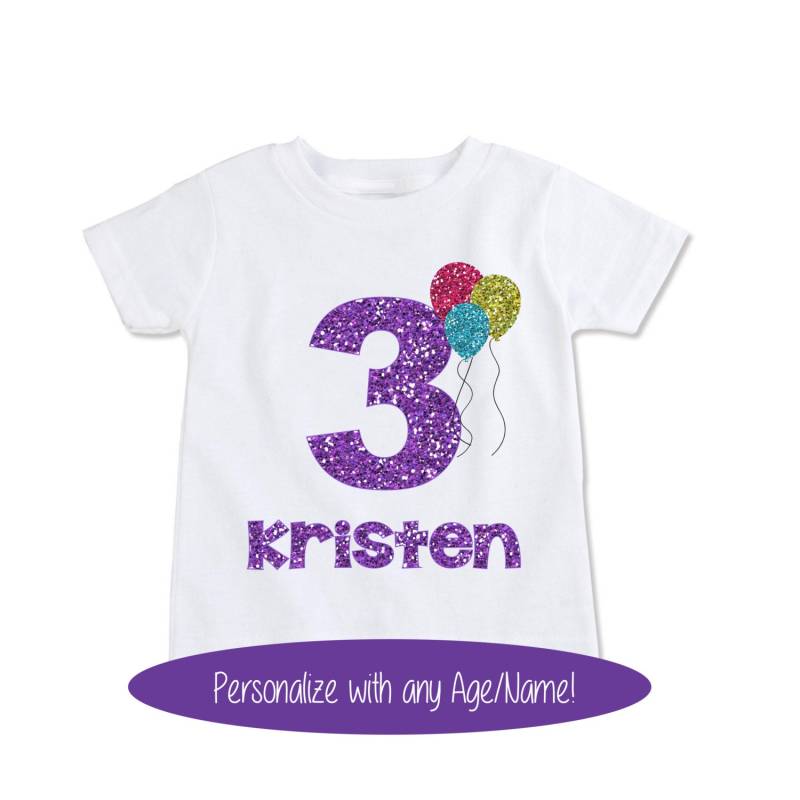 Personalisierte Mädchen Faux Glitzer Geburtstag Shirt Individuell Bedruckt Name Baby Kleinkind Spaß Kleidung Und Alter Hemd | Ex-283 von ElegantByDesignCo