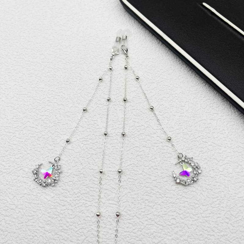 Fashion Simple Star Moon Eyeglasses Chain, Butterfly Pendant Sunglasses Anti-Slip Women's Silver, Gift For Her von ElegantEchoDE