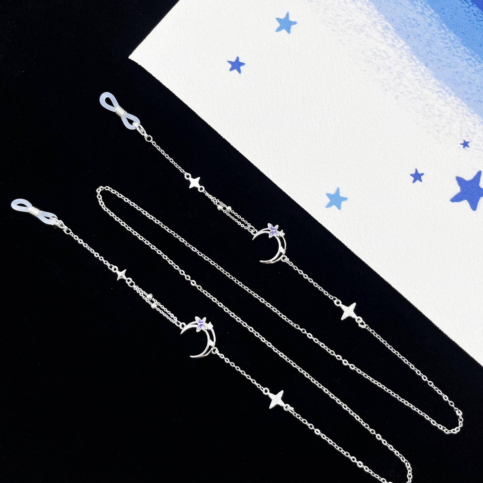 Fashion Simple Star Moon Eyeglasses Chain, Butterfly Pendant Sunglasses Anti-Slip Women's Silver, Gift For Her Fashion Simple Star Moon Eyeglasses Chain, Butterfly Pendant Sunglasses Anti-Slip Women's Silver, Gift For Her von ElegantEchoDE