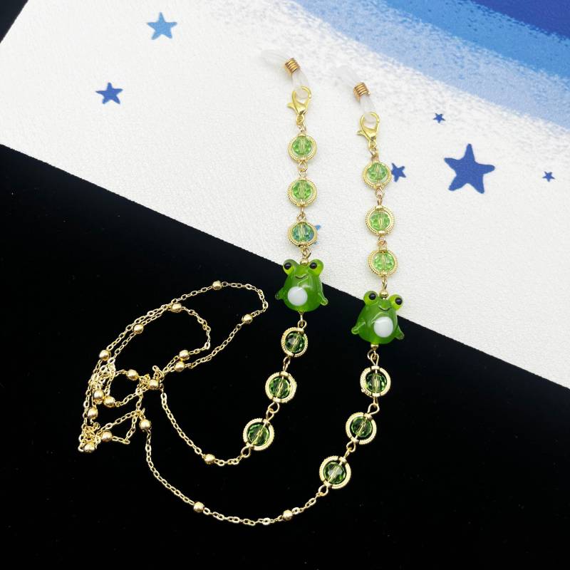 Nette Kleine Frosch Anhänger Gläser Kette, Kristallglas Perle Planet Zubehör von ElegantEchoDE