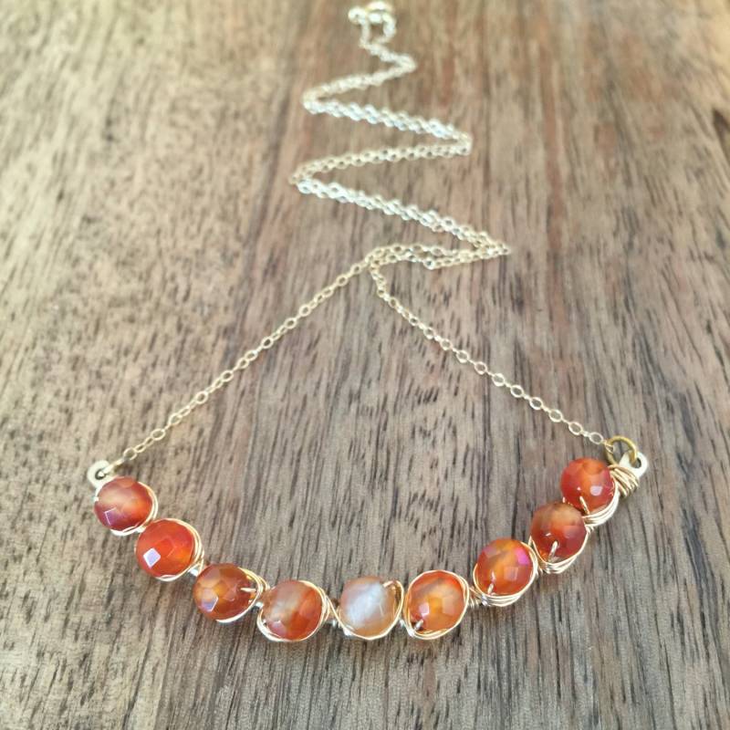 Natürliche Achat Draht Gewickelt Bar Halskette Natürliche Achat Draht Gewickelt Bar Halskette von ElegantSinJewelry