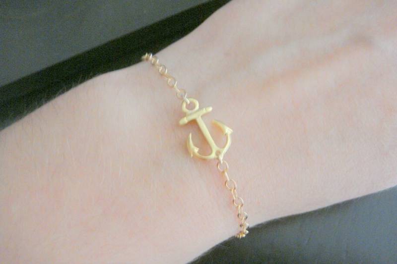 14 Kt Gold - Gefüllt Seitwärts Marine Anker Verstellbare Armband Brautjungfern Geburtstag Weihnachten Charm Jeden Tag Einfache Schmuck Promi von ElegantSwan