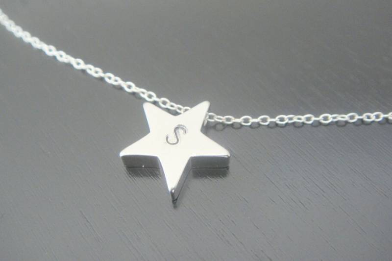 Double - Sided Sterling Silver Star Halskette Ohrringe Braut Brautjungfern Besonderer 300-Jährigen Geburtstag Weihnachten Monogram von ElegantSwan