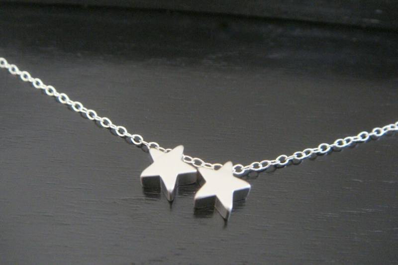 Double - Sided Sterlingsilber Zwei Winzigen Sternen Halskette Ohrringe Bridal Brautjungfern Geburtstag Weihnachten Geschenk For Her Trendige Mode von ElegantSwan