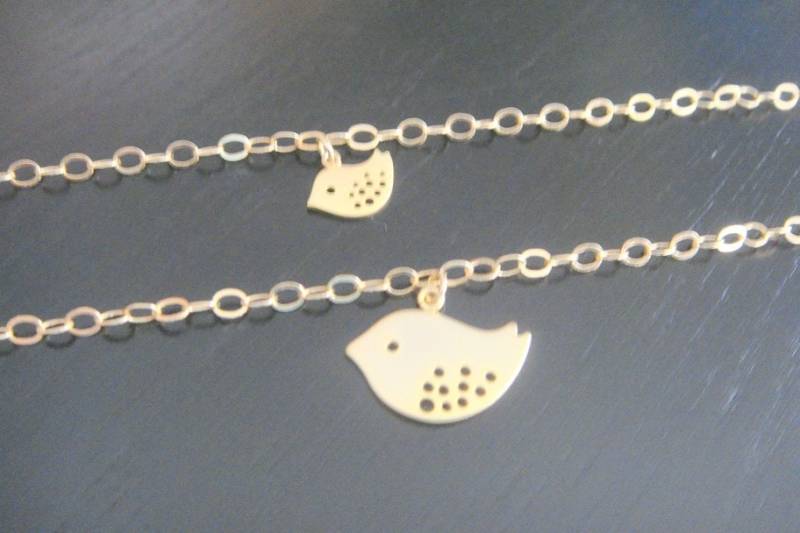Gold-Gefüllt Vogel Passender Mutter Tochter Armband Halskette Brautjungfern Geburtstag Weihnachten Charm Jeden Tag Einfache Schmuck von ElegantSwan