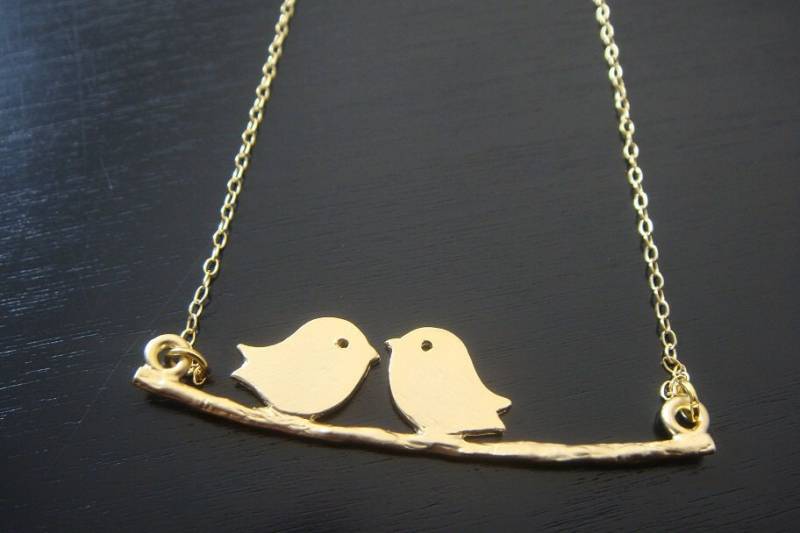 Verkauf Gold 14Kt Gold-Filled Liebe Vögel Halskette Taufe Geburtstag Hochzeit Valentinstag von ElegantSwan