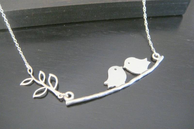 sterling Silber Personalisierte Paar Vögel Auf Eine Branch Halskette Brautjungfern Geschenk Weihnachten Berühmtheit Inspiriert Schmuck Familie von ElegantSwan