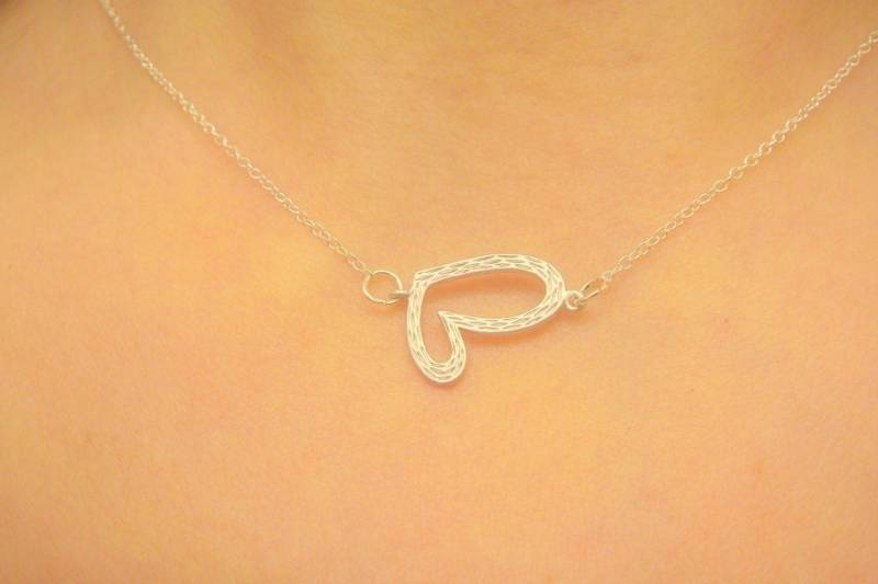 sterling Silber Seitwärts Herz Halskette Ohrringe Braut Brautjungfern Besonderer 300-Jährigen Geburtstag Weihnachten von ElegantSwan