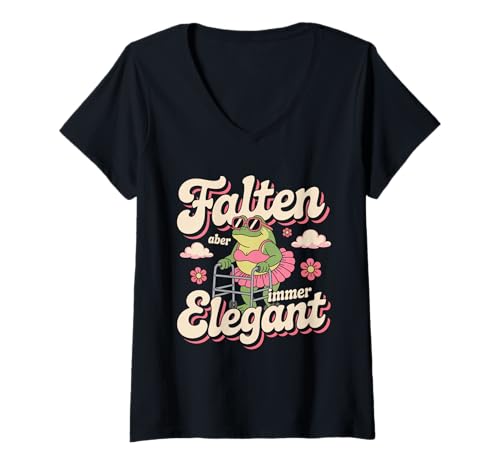 Damen Falten Aber Immer elegant - Lustiges Damen T-Shirt mit V-Ausschnitt Damen Falten Aber Immer elegant - Lustiges Damen T-Shirt mit V-Ausschnitt von Elegante Humor Kollektion