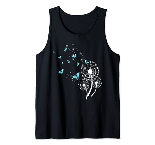 Löwenzahn und Schmetterlinge Design für Damen Pusteblume Tank Top von Elegantes Blumenmotiv Blume mit fliegenden Sporen