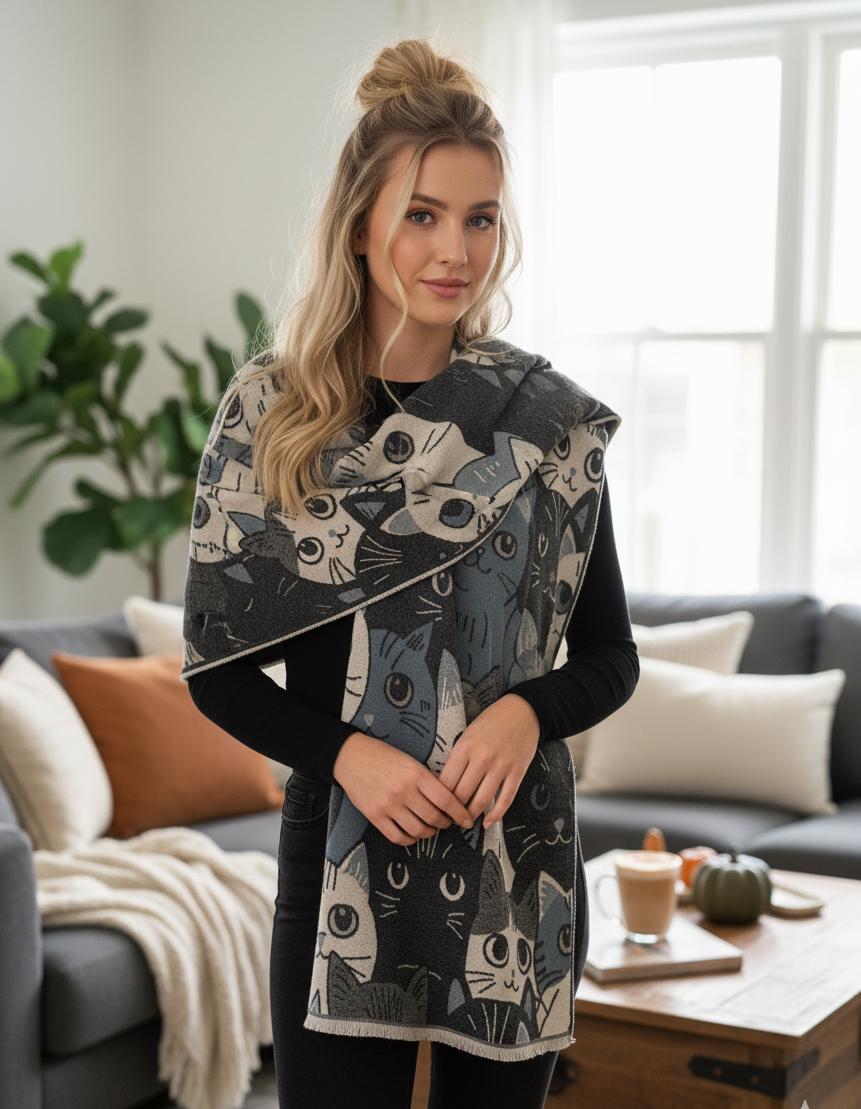 Damen Kaschmir Schal 185x65 Winter Frühling Extra Geschmeidig Sanft Dünn Grau Katze Beige Elegant Formelle Anlässe - Geschenk Für Sie von ElegantsilkShop