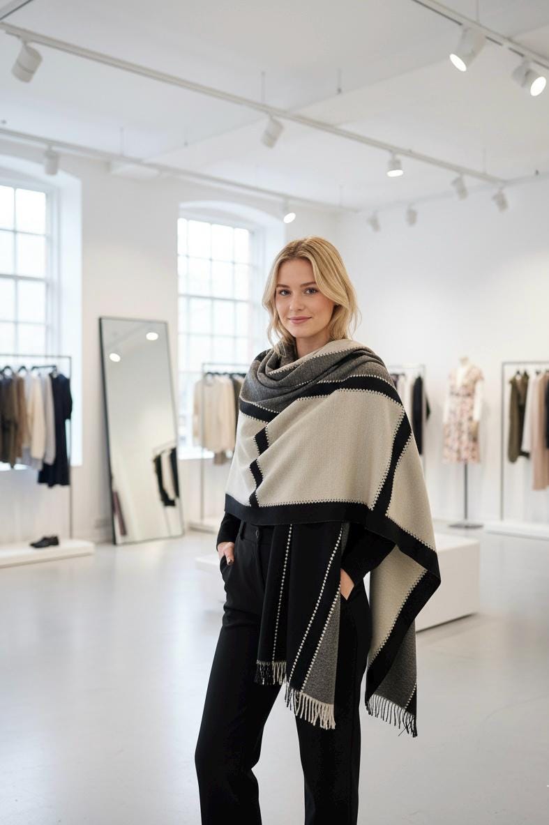 Damen Kaschmir Schal Designer 185x65 Extra Geschmeidig Sanft Winter Schwarz Weiss Elegant Offizielle Formelle Anlässe - Geschenk Für Sie Neu von ElegantsilkShop