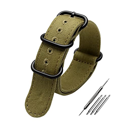 20mm 22mm 24mm 26mm Nylon-Uhrenarmband Nato-Nylon-Segeltuch-Uhrenarmband mit Fünf-Ring-Stahlschnalle, 26mm von Elegantyl