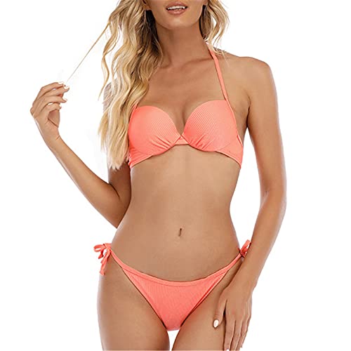Damen Bikini Set Frau Mädchen Hübsche Mode, Frauen Sexy Push Up Verdrahtete 2 Stück Badeanzug Damen Halfter Top Krawatte Seiten Dreieck Unterseite Bikini Set Badeanzug Badekleidung Frauen Zweiteilige von Elegantyl
