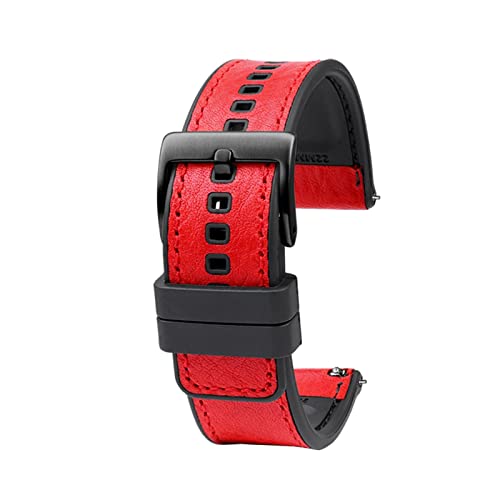 Elegantyl Echtes Lederarmband mit Schnellverschluss und wasserdichtem Gummiboden-Armband für Herren, 20-24mm Uhrenarmband, 22mm von Elegantyl