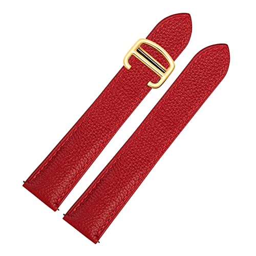 Elegantyl 17mm - 25mm Uhrenarmband aus Leder Rot/Schwarz mit Faltschließe für Herren- und Damenuhrenzubehör, 17mm von Elegantyl