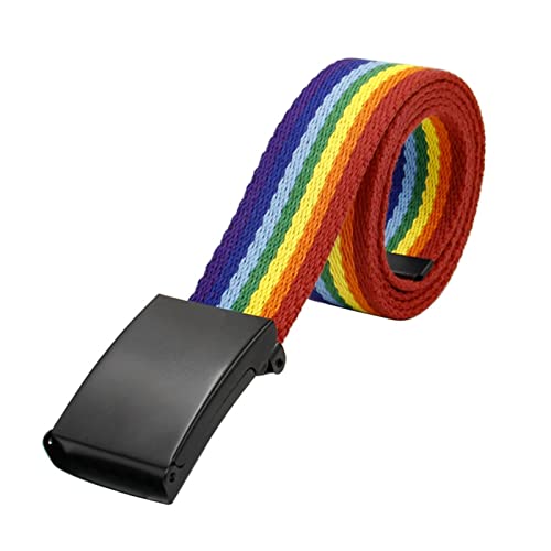 Elegantyl Bunt gewebte Gürtel Herren und Damen Streifen Farbe Nylon Geflochtener Gürtel Regenbogen Canvas Gürtel 3,8cm, 120cm von Elegantyl