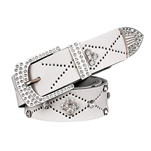Elegantyl Damen Ledergürtel Strassgürtel Damen Casual Gürtel für Jeans Bekleidung Accessoires Breite 3,3cm, Weiß, 100cm Elegantyl Damen Ledergürtel Strassgürtel Damen Casual Gürtel für Jeans Bekleidung Accessoires Breite 3,3cm, Weiß, 100cm von Elegantyl