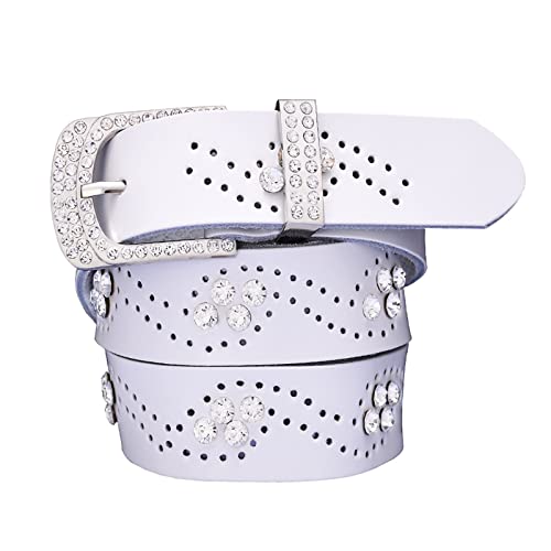 Elegantyl Hohlgürtel für Damen Ledergürtel Strass Taillenriemen Breite 3,3cm Damen Bekleidung Accessoires, Weiß, 120cm Elegantyl Hohlgürtel für Damen Ledergürtel Strass Taillenriemen Breite 3,3cm Damen Bekleidung Accessoires, Weiß, 120cm von Elegantyl