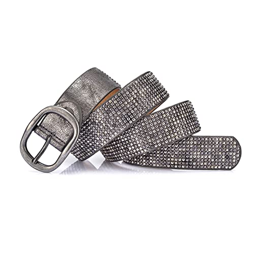 Elegantyl Nietgürtel Damengürtel Pu-Leder Damen Freizeitgürtel Jeansgürtel für Damenbekleidung Accessoires, Grau, 105cm von Elegantyl