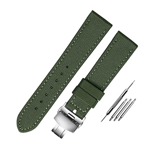 Elegantyl Nylon-Armband Lederfutter Uhrenarmband 18mm - 24mm Sportliches wasserdichtes Uhrenarmband + Installationswerkzeug, 23mm von Elegantyl