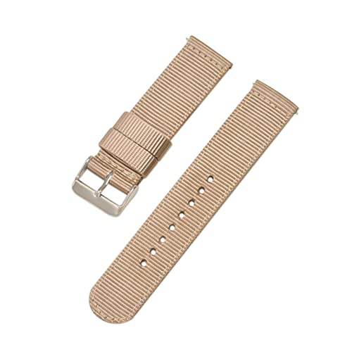 Nylon Canvas Armband 18mm 20mm 22mm 24mm Herren- und Damenuhrarmband Uhrenzubehör, Beige, 18mm von Elegantyl