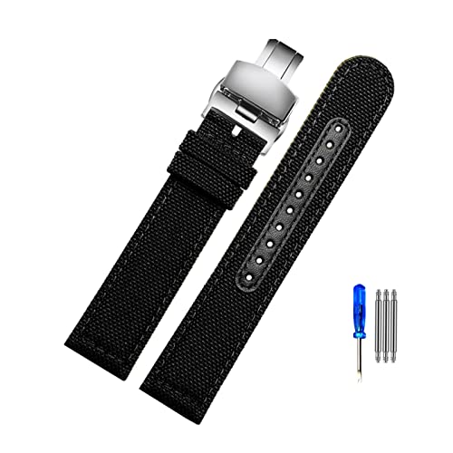 Elegantyl Nylonarmband 20mm 21mm 22mm Wasserdichtes Uhrenarmband Uhrenersatzarmband Herrenuhrenzubehör, 21mm von Elegantyl