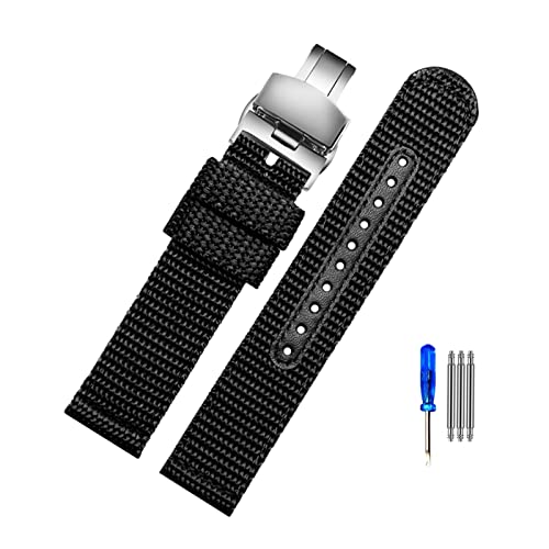 Elegantyl Nylonarmband 20mm 21mm 22mm Wasserdichtes Uhrenarmband Uhrenersatzarmband Herrenuhrenzubehör, 21mm von Elegantyl