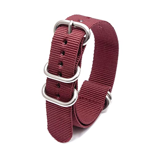 Elegantyl Uhrenarmband mit Nylonstreifen Nato-Armband 18mm - 24mm Uhrenzubehör mit silberner 5-Ring-Metallschnalle, 22mm von Elegantyl