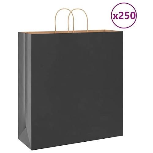 Eleganz Papiertragetaschen 250 Stück mit Henkeln - Buchstützen & Bücherregal Organizer - Schwarz 45x17x48 cm - Stapelbar & Stabil für Bücher, Zeitschriften & Dokumente von Eleganz