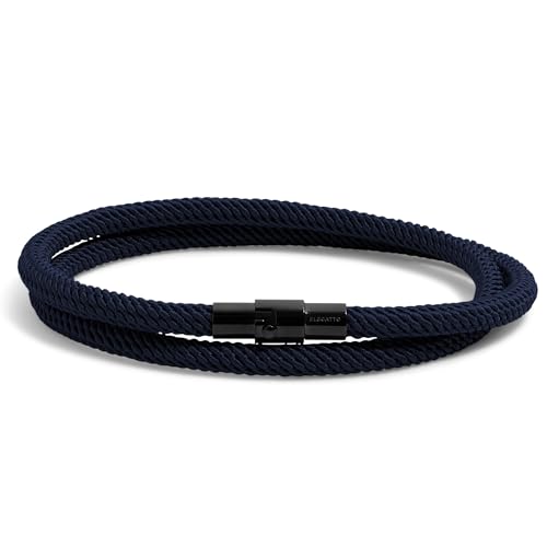 Elegatto Alchor Loop Premium Seil Armband für Herren | Nylon Marine Cord mit schwarzem Edelstahlverschluss | wasserdicht und lichtbeständig | Herren Designer Armbänder, Large, Nylon, Kein Edelstein von Elegatto