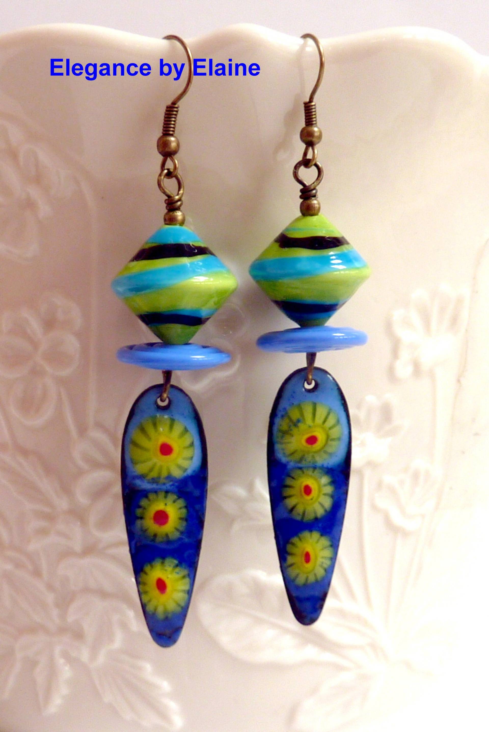 Lime & Blaue Ohrringe, Handgemachte Lange Baumeln, Messing Ohrhaken, Bunte Ohrringe Lime & Blaue Ohrringe, Handgemachte Lange Baumeln, Messing Ohrhaken, Bunte Ohrringe von Elegencebyelaine