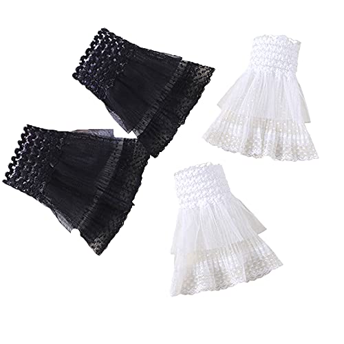 Elegtiskas Falsche Ärmel Handgelenkmanschetten Geblümte geschichtete Spitzenmanschette von Elegtiskas