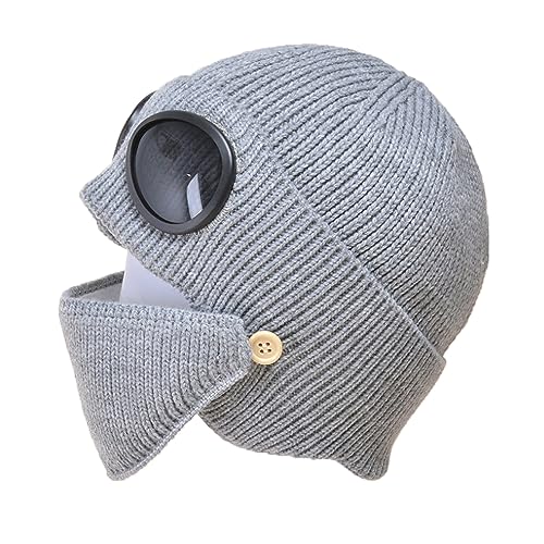 Elegtiskas Unisex Goggle Knitted Beanie Hat Outdoor Winter Warm Ski Hat with Goggle von Elegtiskas