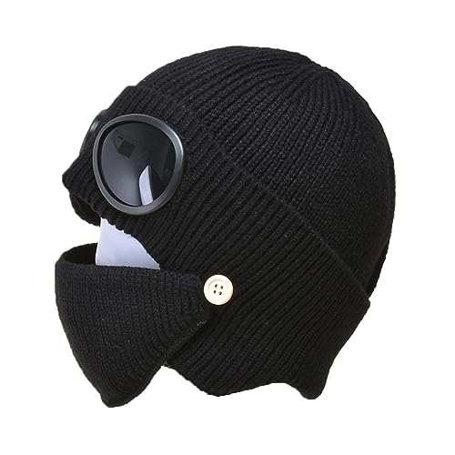 Elegtiskas Unisex Goggle Knitted Beanie Hat Outdoor Winter Warm Ski Hat with Goggle von Elegtiskas