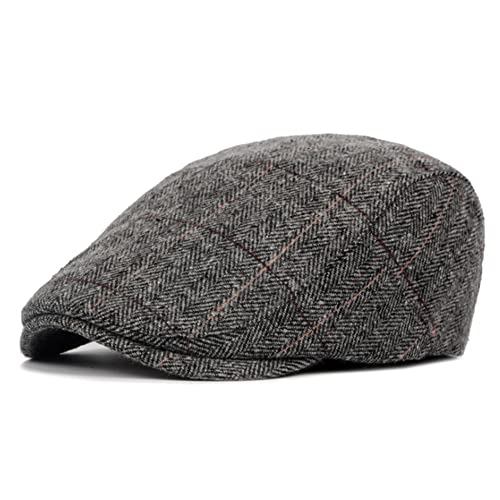 Elegtiskas Verstellbarer Newsboy Hut Flat Efeu Gatsby Driving Hat für Herren, grau, One size von Elegtiskas