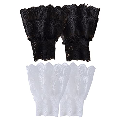 Elegtiskas Wrist Lace Cuffs Short Lace Prom Gloves Fluffy Lace cuffs for Women Girl von Elegtiskas