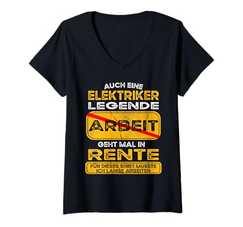 Damen Elektriker Lustiges Rente Ruhestand Rentner Geschenk T-Shirt mit V-Ausschnitt Damen Elektriker Lustiges Rente Ruhestand Rentner Geschenk T-Shirt mit V-Ausschnitt von Elektriker Abschiedsgeschenk Kollegen Lustiges