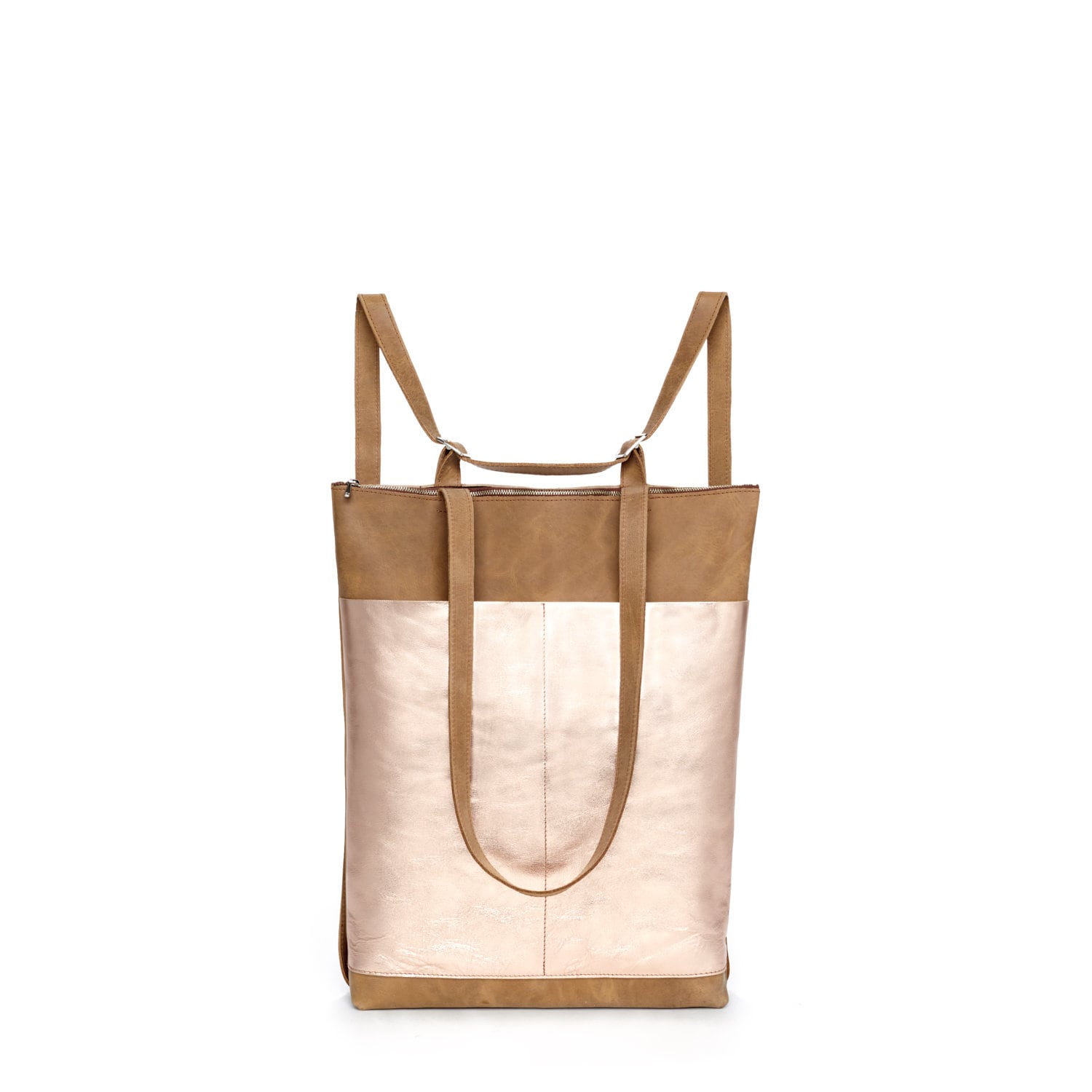 Rucksacktasche, Tasche, Ledertasche, Schultertasche, Shopper, Umhängetasche, Leder Leder, Rucksack Mit Reißverschluss, Braun/Kupfer Rucksacktasche, Tasche, Ledertasche, Schultertasche, Shopper, Umhängetasche, Leder Leder, Rucksack Mit Reißverschluss, Braun/Kupfer von ElektroPulli