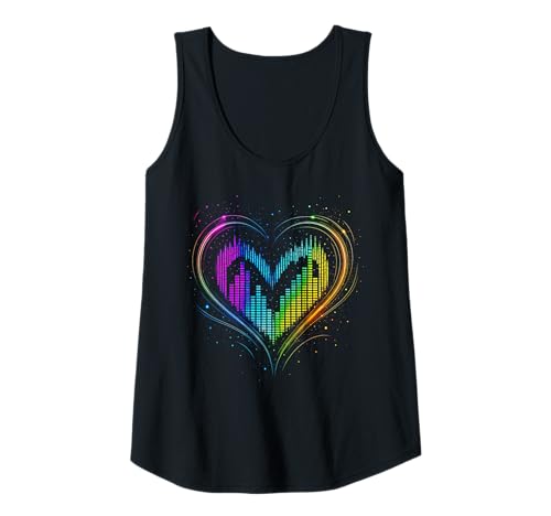 Damen Musik Equalizer Herz Techno Trance EDM Festival Club Tank Top Damen Musik Equalizer Herz Techno Trance EDM Festival Club Tank Top von Elektronische Musik Rave DJ Beats Nightlife