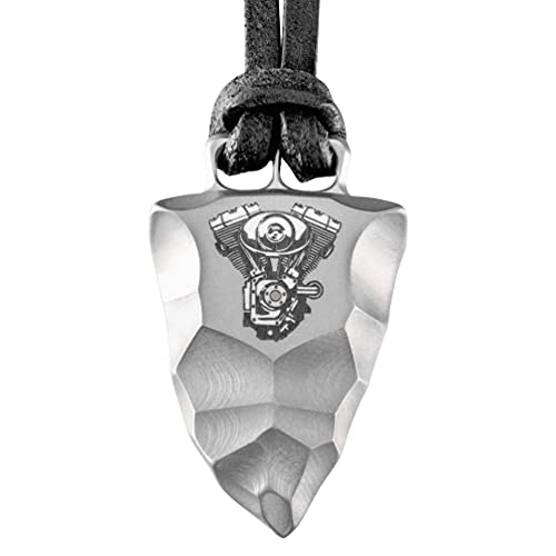 Element of Gods Titan Faustkeil V2 TwinCam Motor Biker Anhänger mit Lederband in schwarz von Element of Gods