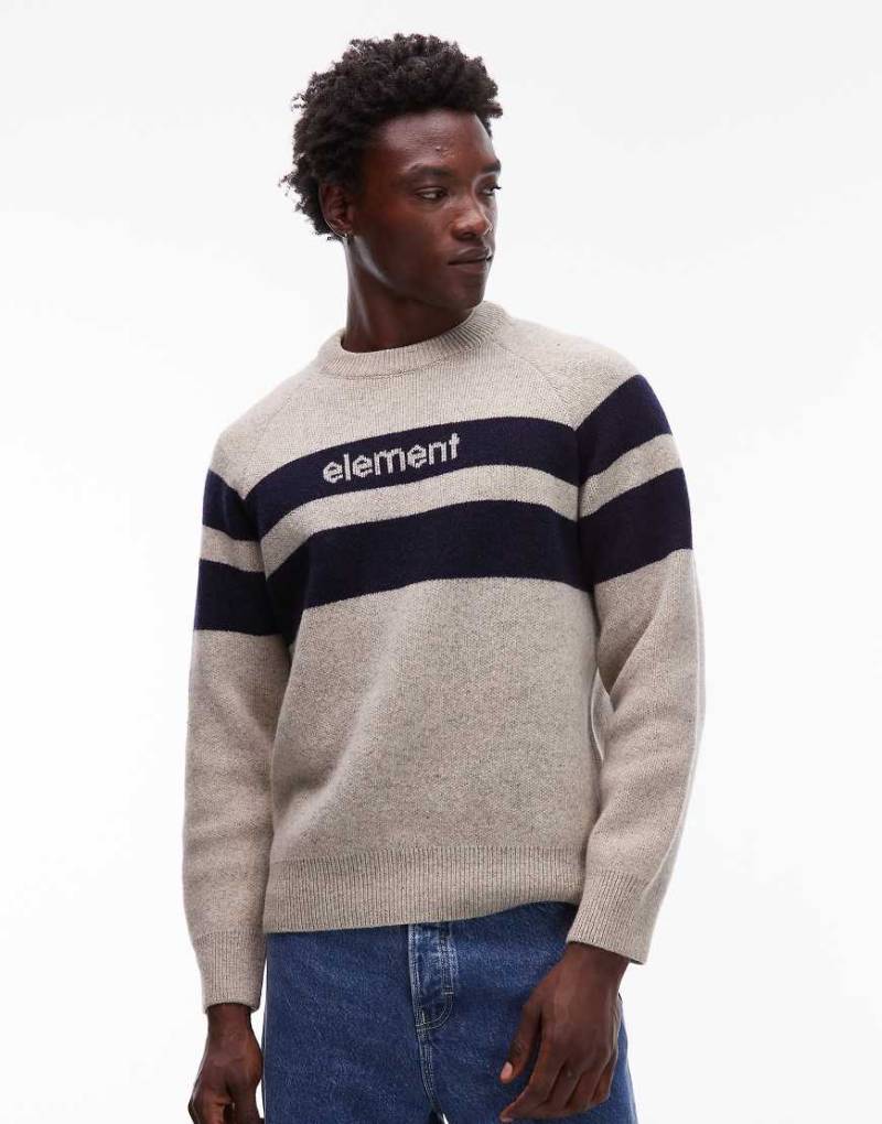 Element - 2000s - Strickpullover aus Wollmischung in Beige mit Logo auf der Brust-Neutral von Element