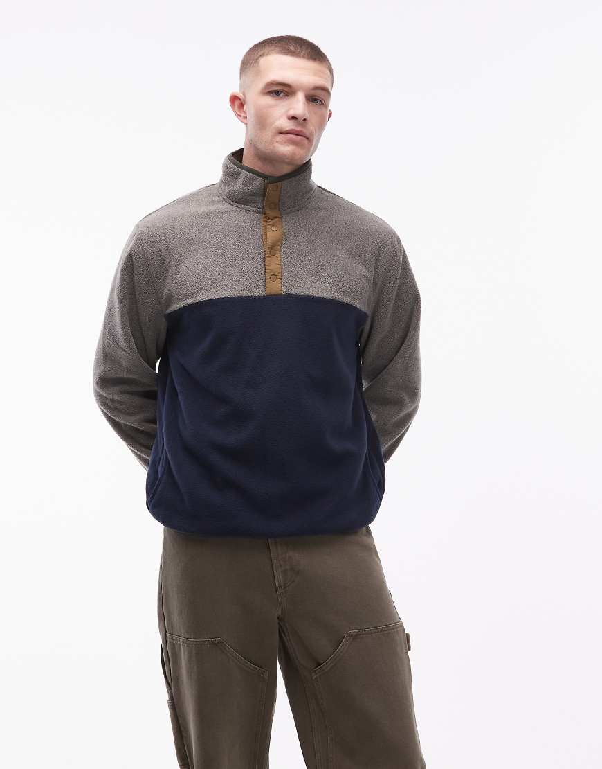 Element - Abenaki - Schlupfjacke aus Polarfleece in Marineblau mit halbhohem Stehkragen von Element