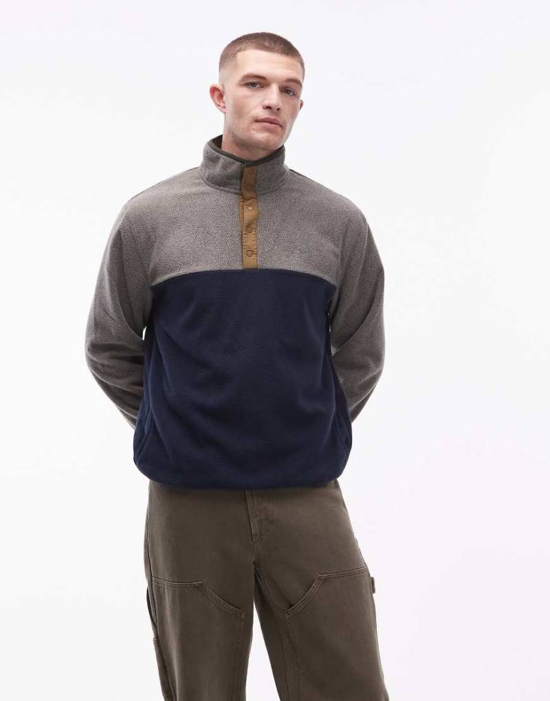 Element - Abenaki - Schlupfjacke aus Polarfleece in Marineblau mit halbhohem Stehkragen von Element