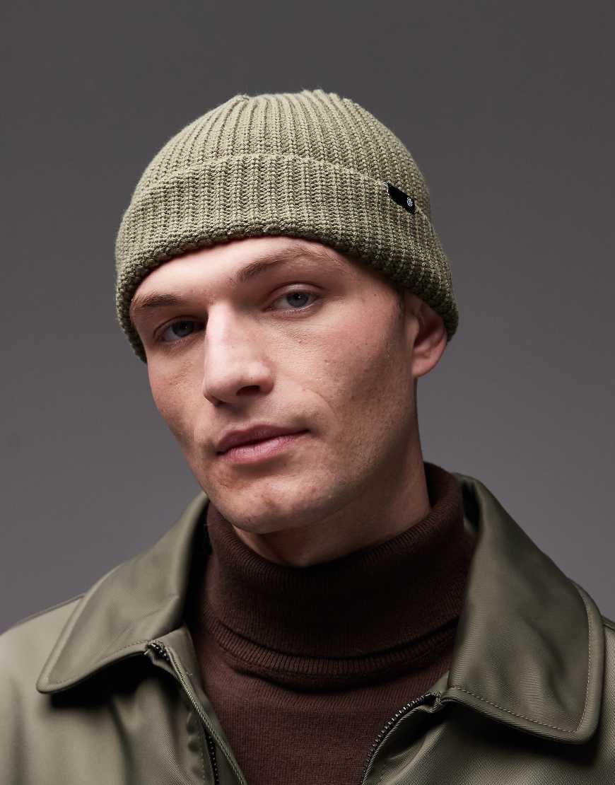 Element - Flache Docker-Strickmütze in Olivgrün von Element