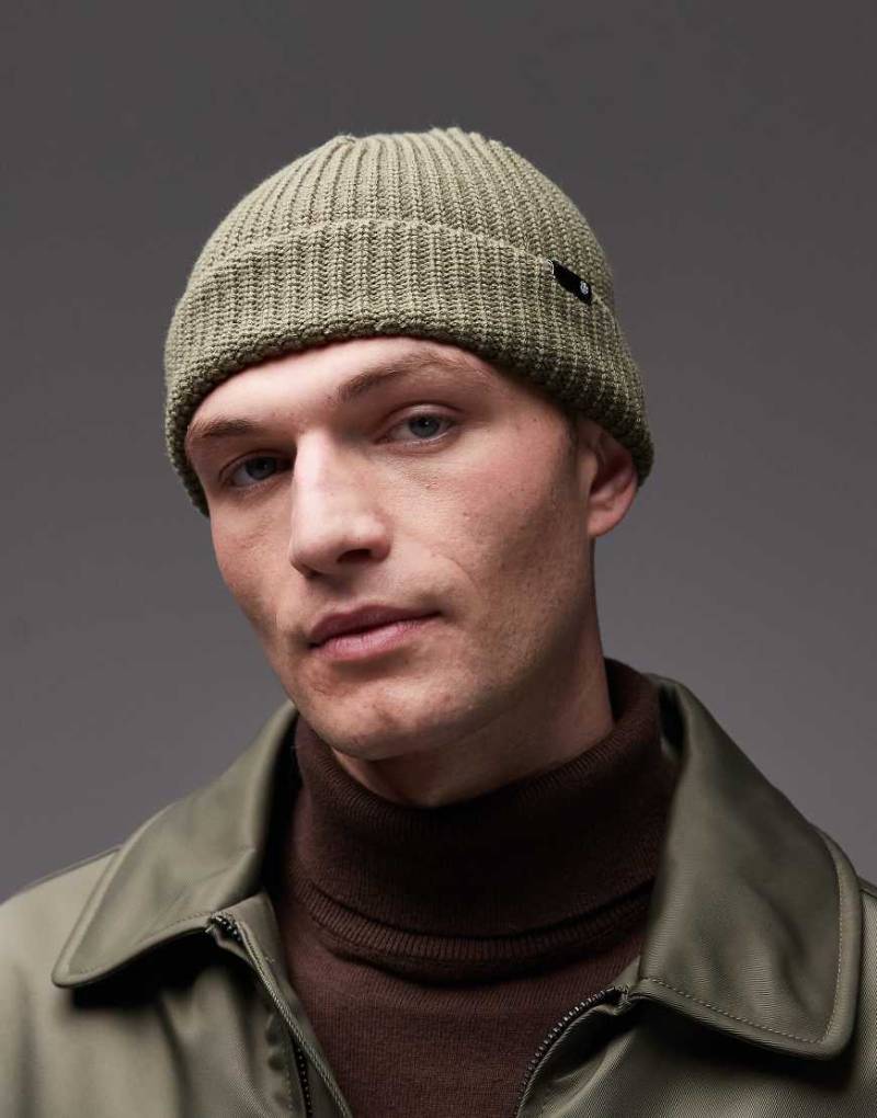 Element - Flache Docker-Strickmütze in Olivgrün von Element