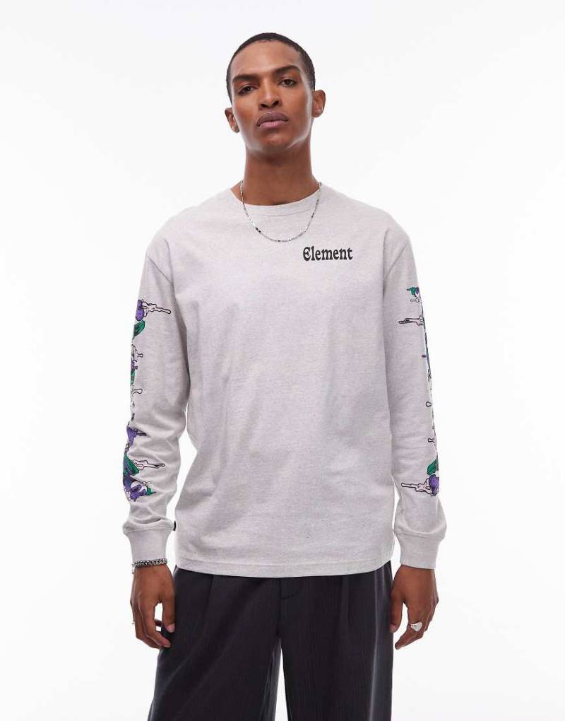 Element - Rolling - Langärmliges Shirt in Mittelgrau mit Logoprint am Rücken von Element