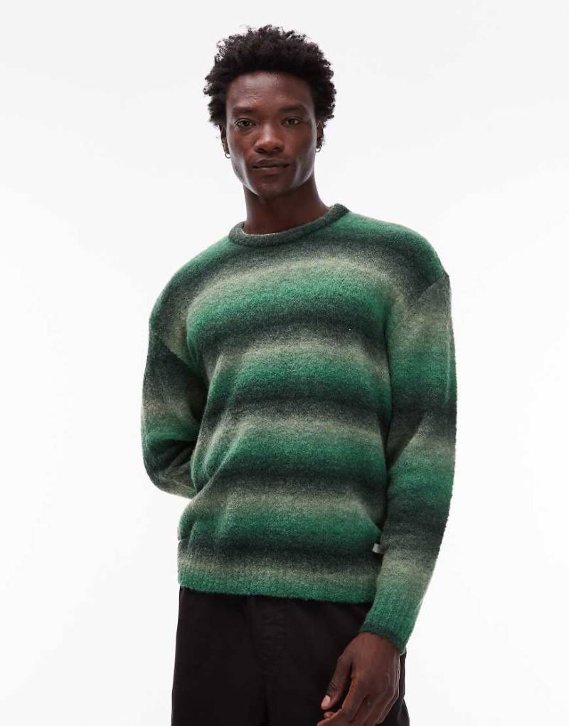 Element - Shoreton - Angerauter Strickpullover in Grün gestreift von Element
